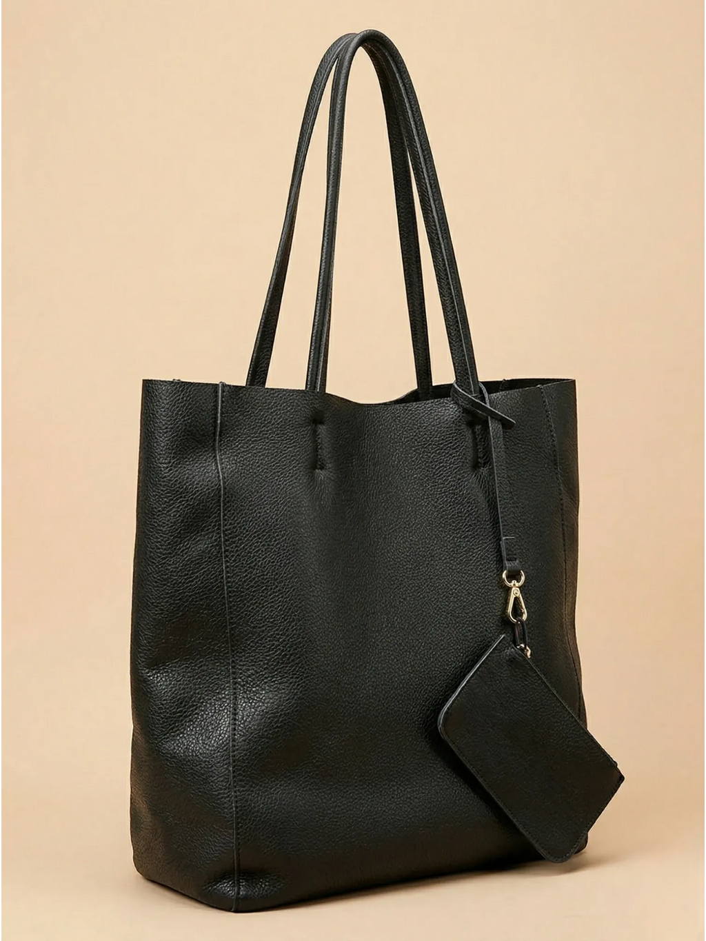 Grand tote bag de cours en cuir Noir