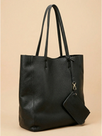 Grand tote bag de cours en cuir Noir