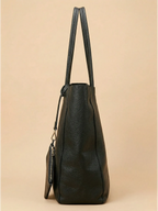 Grand tote bag de cours en cuir Noir