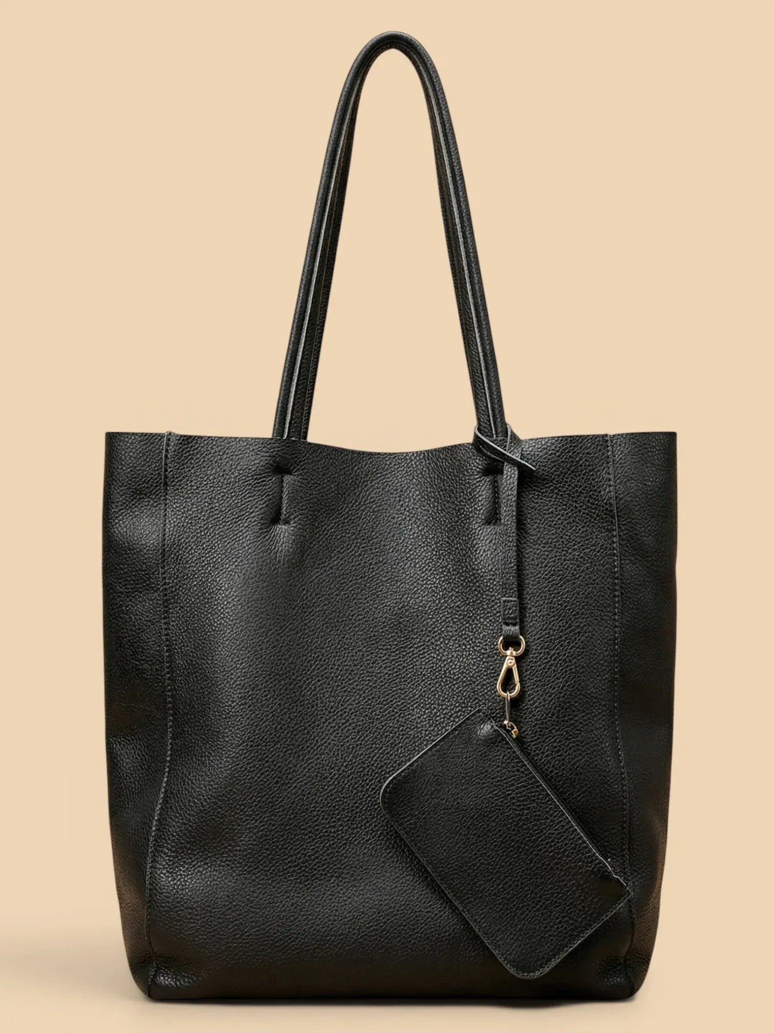 Grand tote bag de cours en cuir Noir