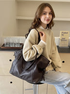 Sac de Cours Vintage en Simili Cuir Marron