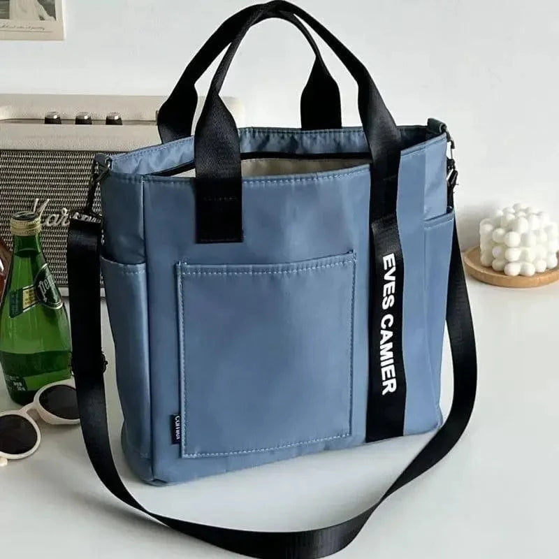Petit Sac a Main de Cours en Toile Bleu