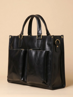 Porte document en cuir souple Noir / 14 pouces