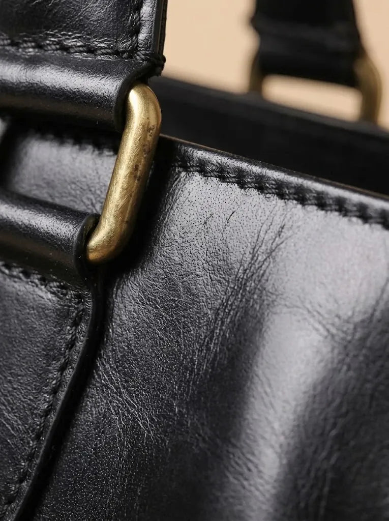 Porte document en cuir souple Noir / 14 pouces