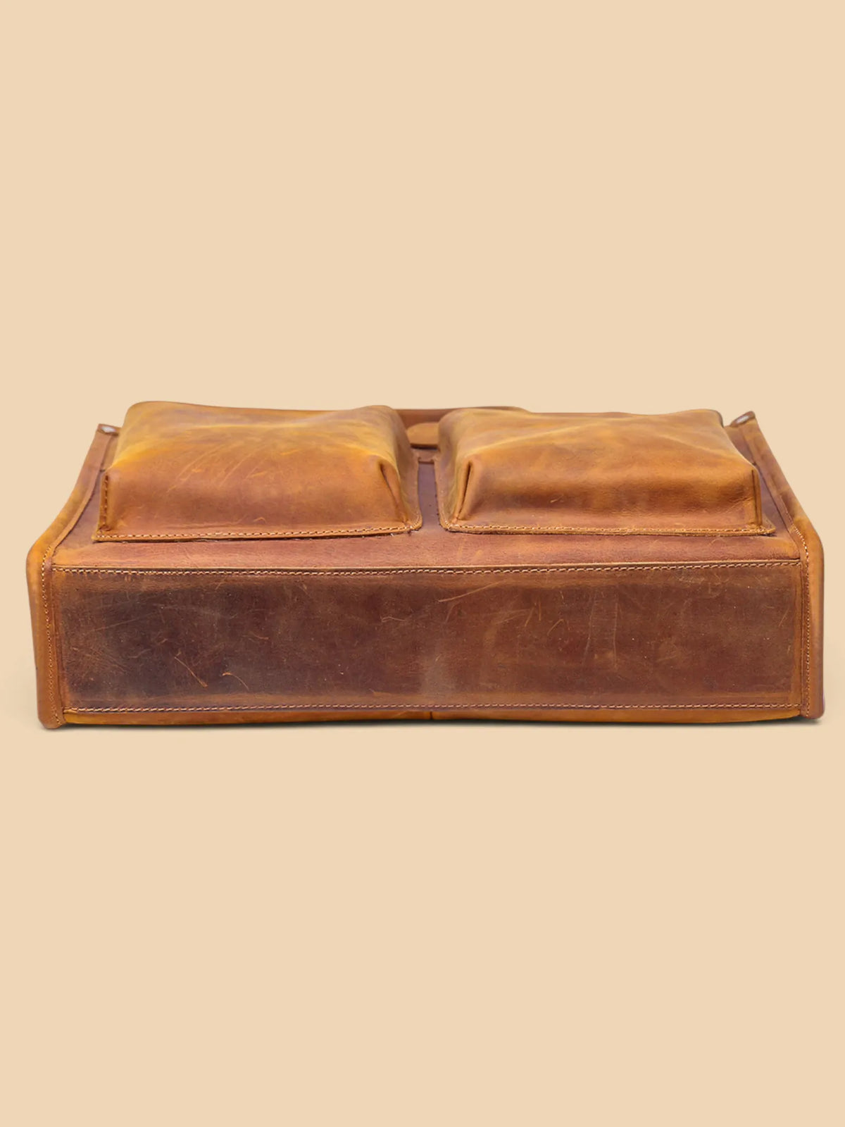 Porte document en cuir souple Camel / 14 pouces