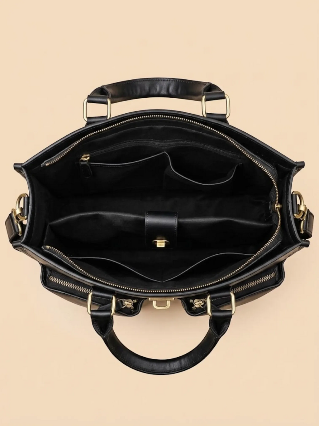 Porte document en cuir souple Noir / 14 pouces