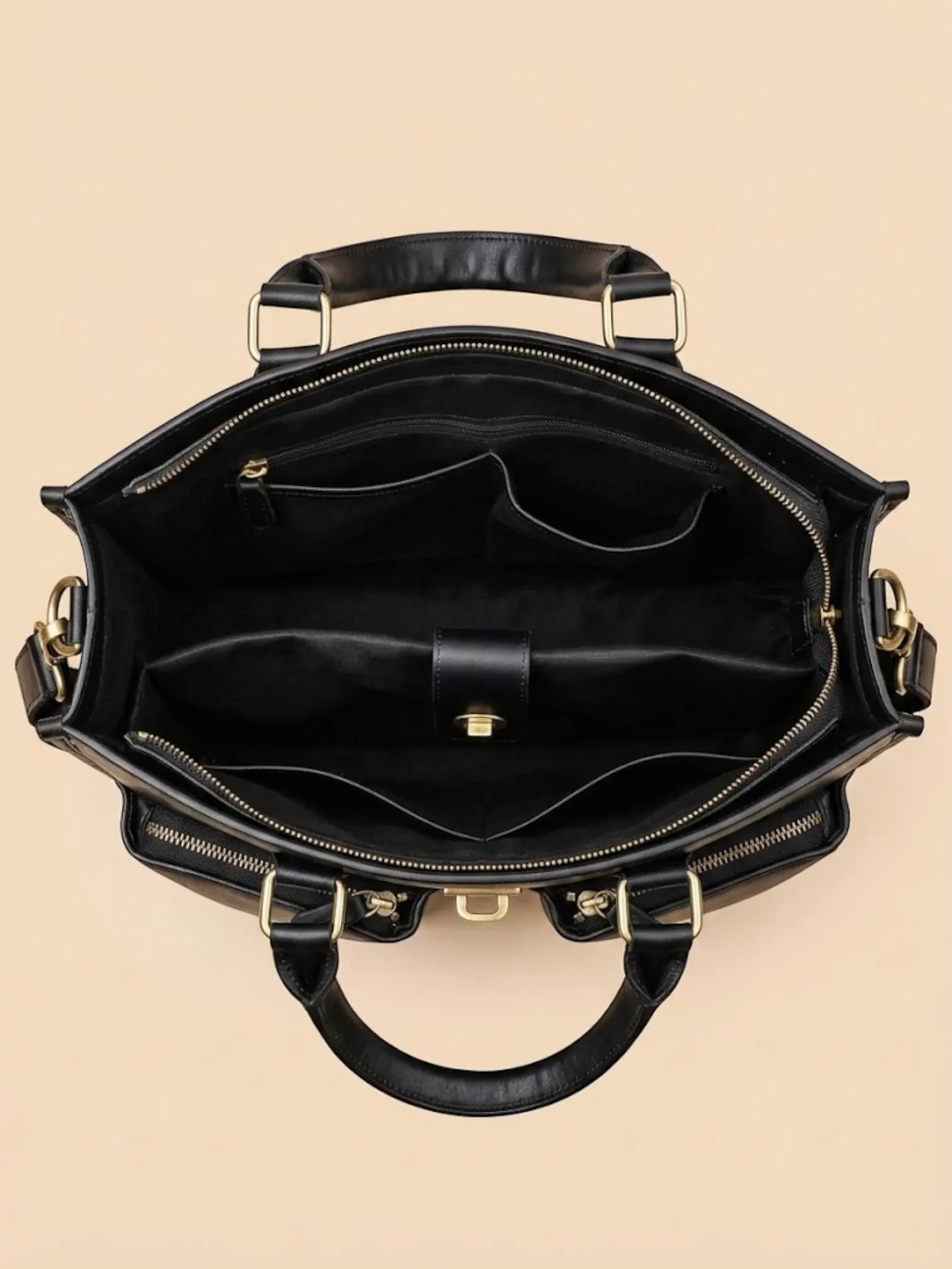Porte document en cuir souple Noir / 14 pouces