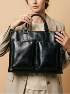 Porte document en cuir souple Noir / 14 pouces