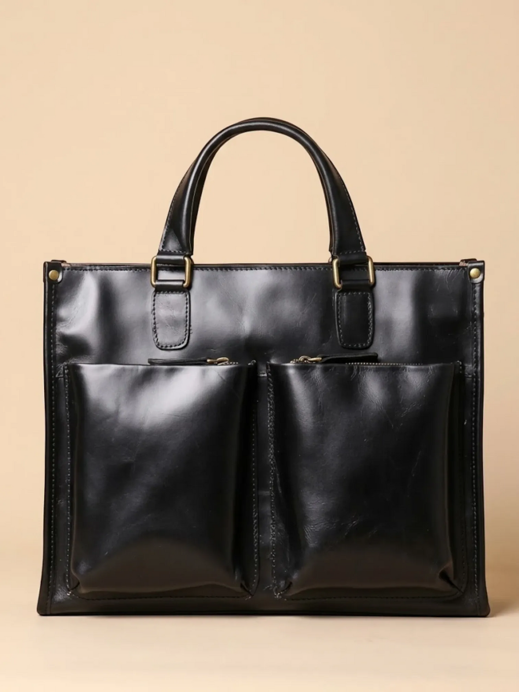 Porte document en cuir souple Noir / 14 pouces