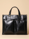 Porte document en cuir souple Noir / 14 pouces
