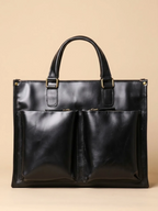 Porte document en cuir souple Noir / 14 pouces