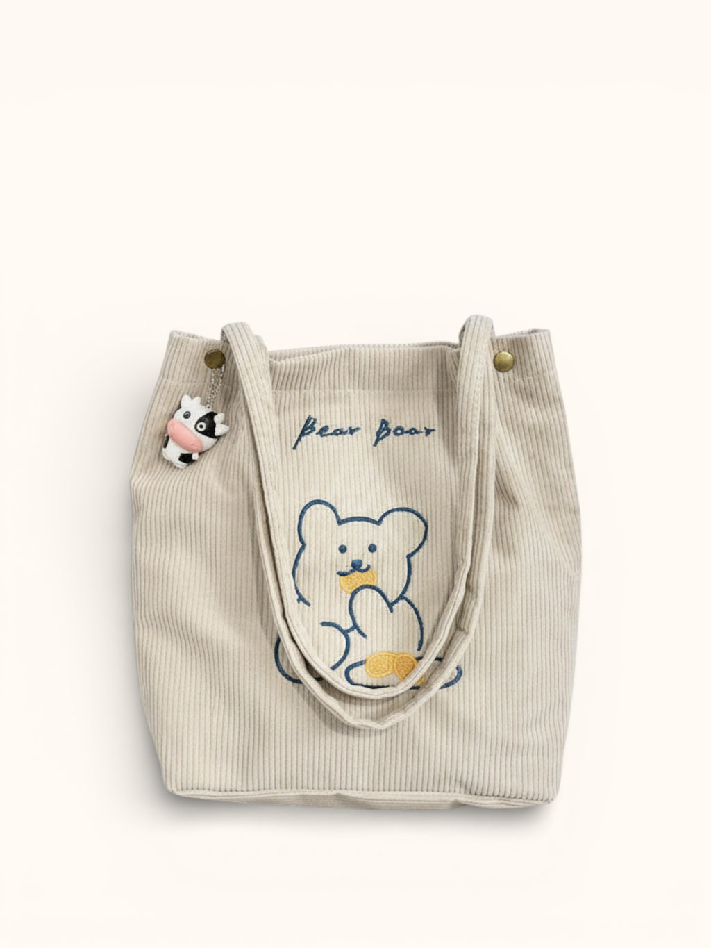 Tote Bag de Cours Ourson en Velours