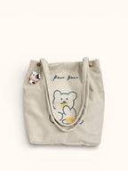 Tote Bag de Cours Ourson en Velours