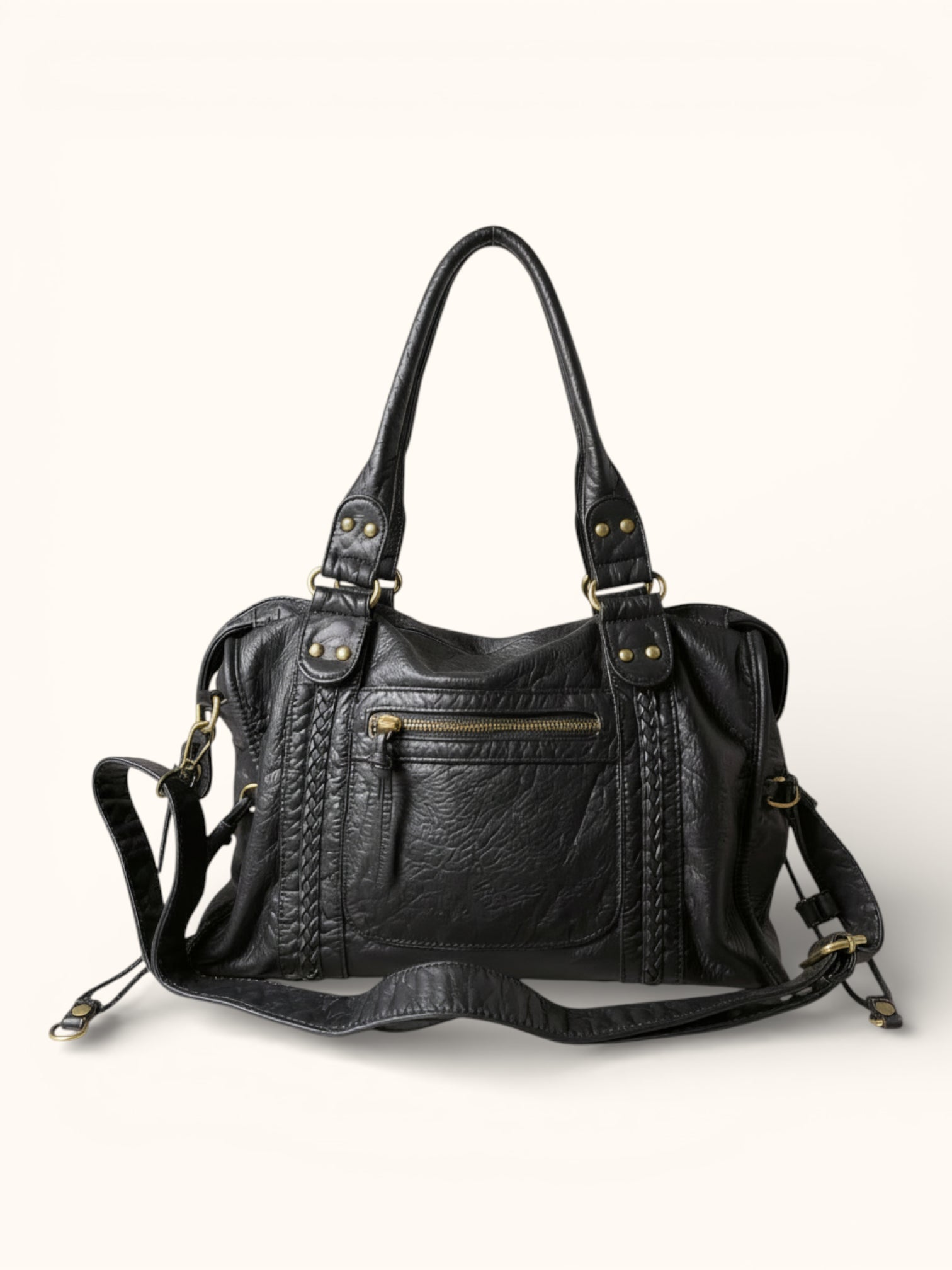 Sac de Cours Cuir Vegan Noir