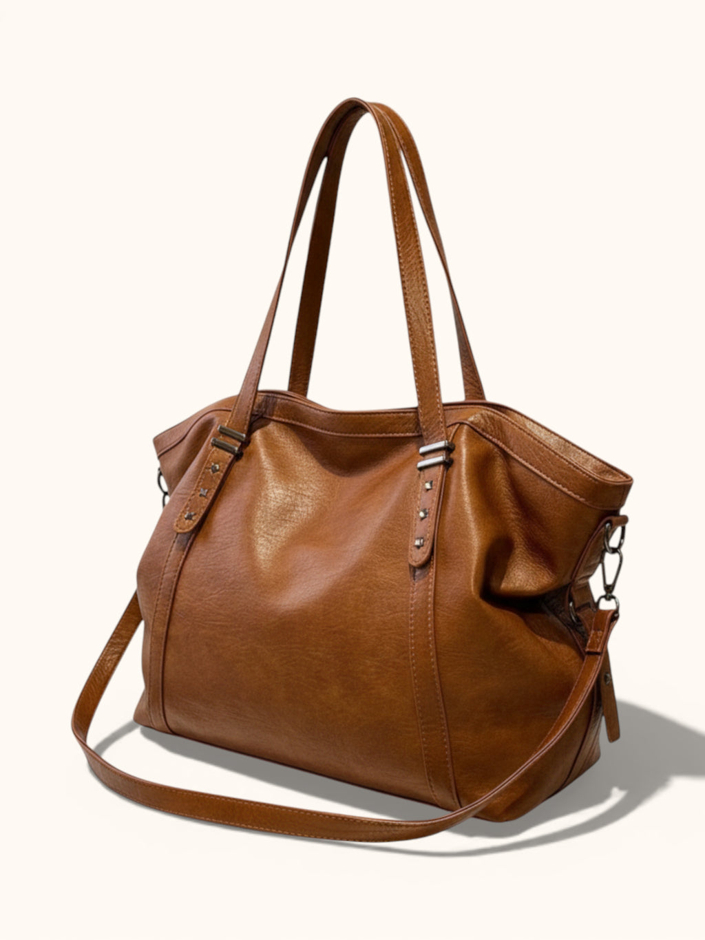 Sac de Cours Vintage en Simili Cuir Marron