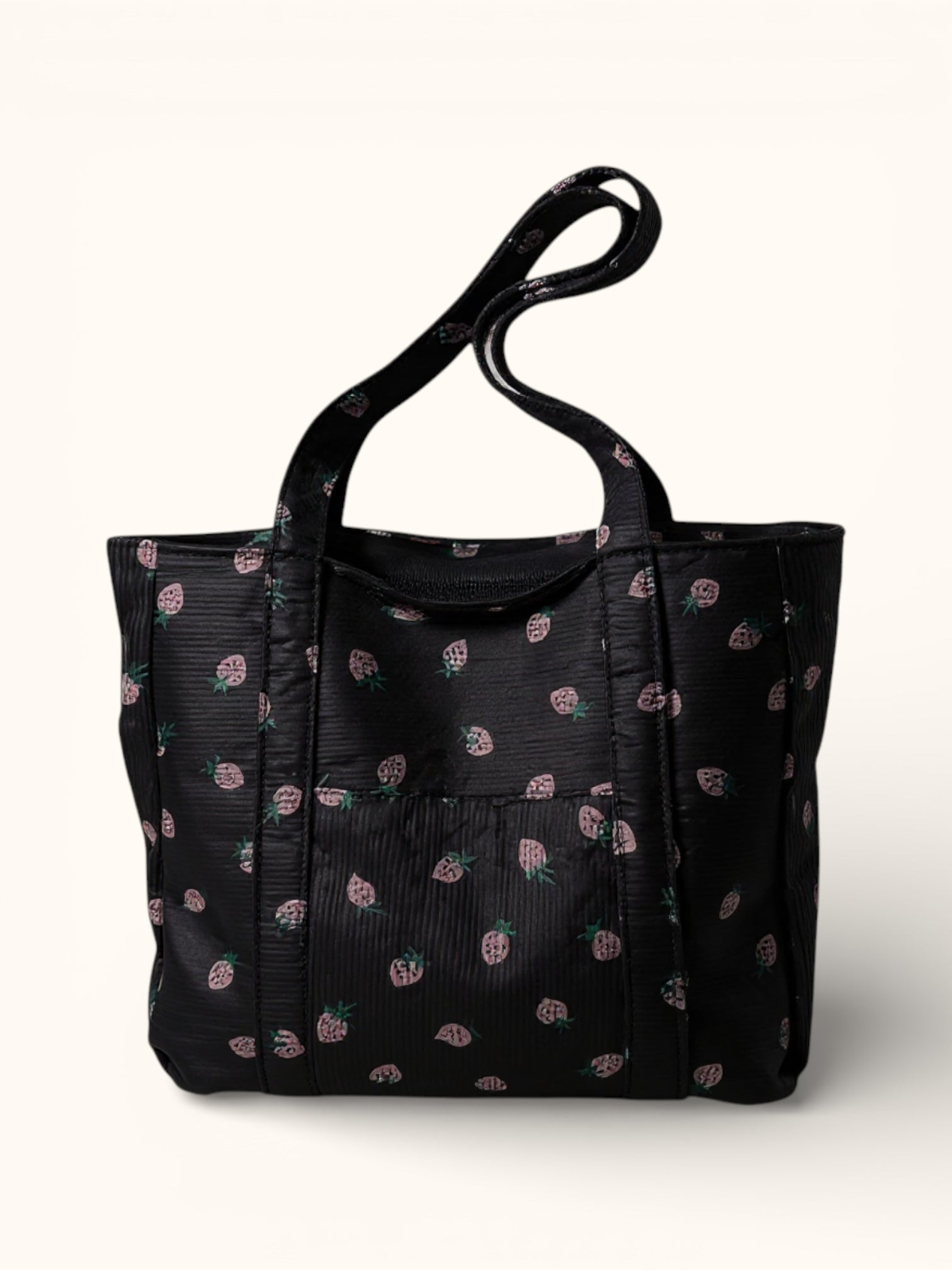 Sac Cabas de Cours en Velours Fraise