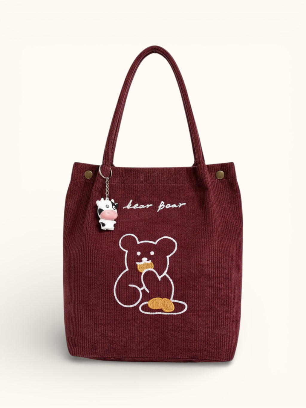 Tote Bag de Cours Ourson en Velours