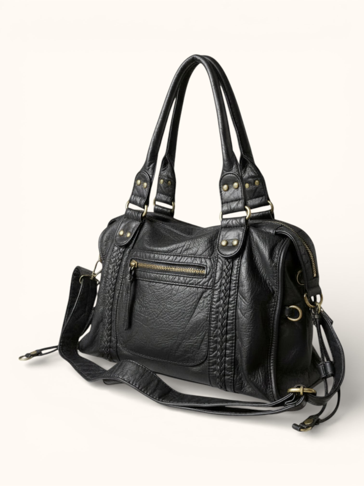 Sac de Cours Cuir Vegan Noir