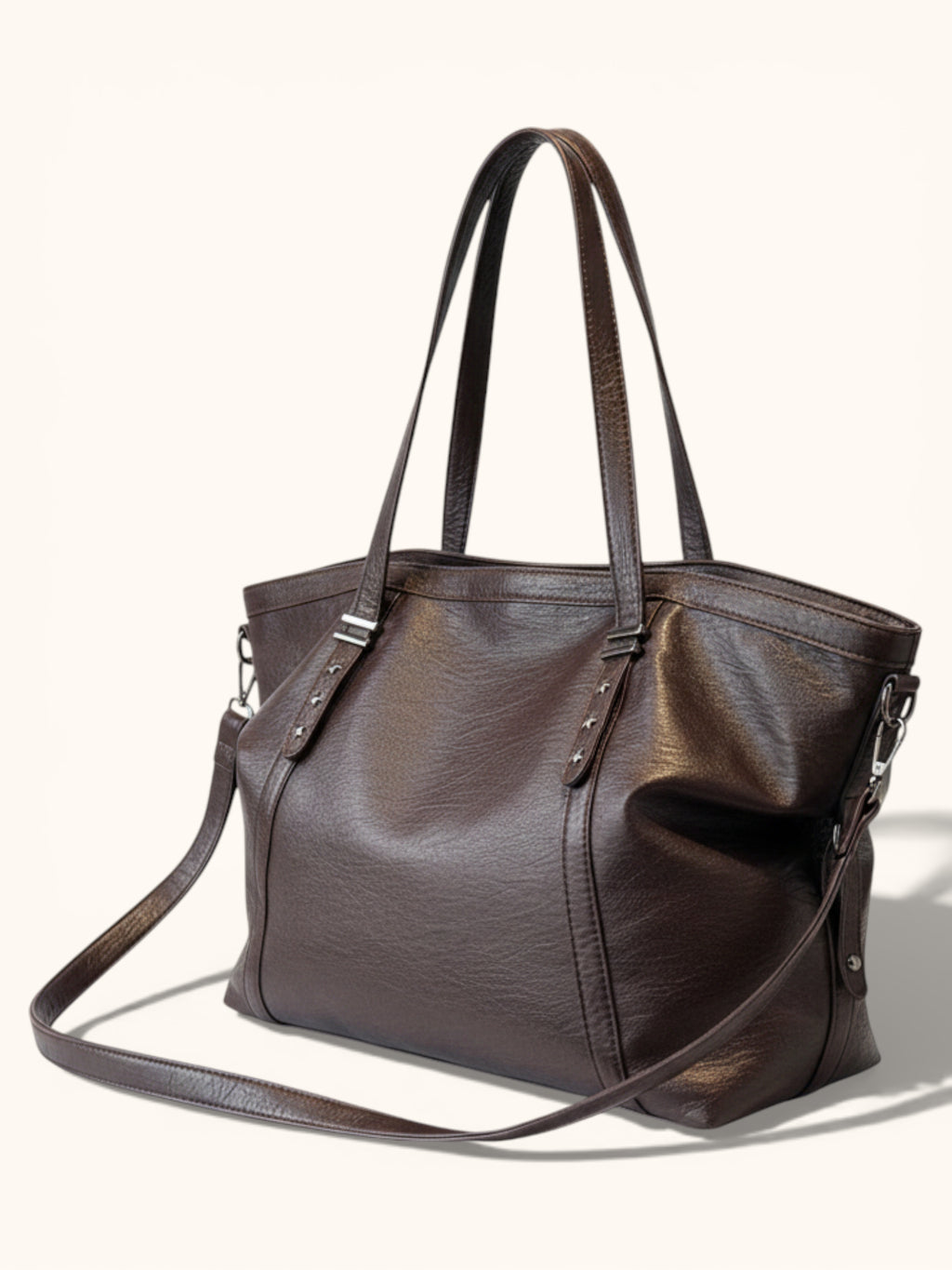 Sac de Cours Vintage en Simili Cuir Marron