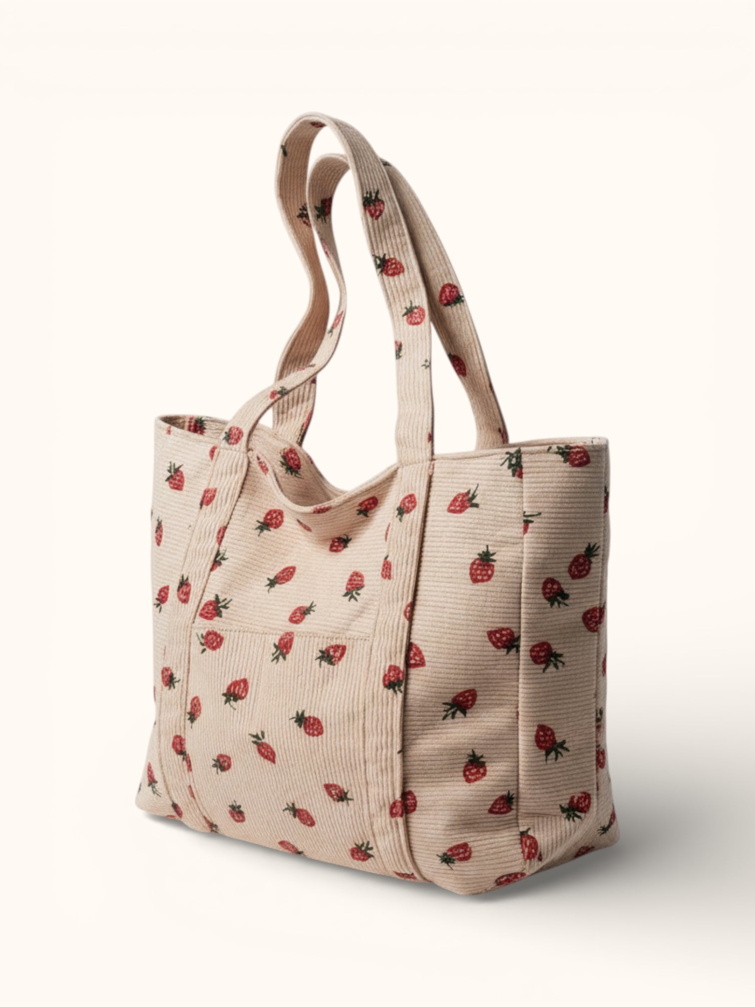 Sac Cabas de Cours en Velours Fraise
