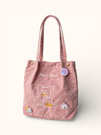 Tote Bag de Cours Ourson en Velours