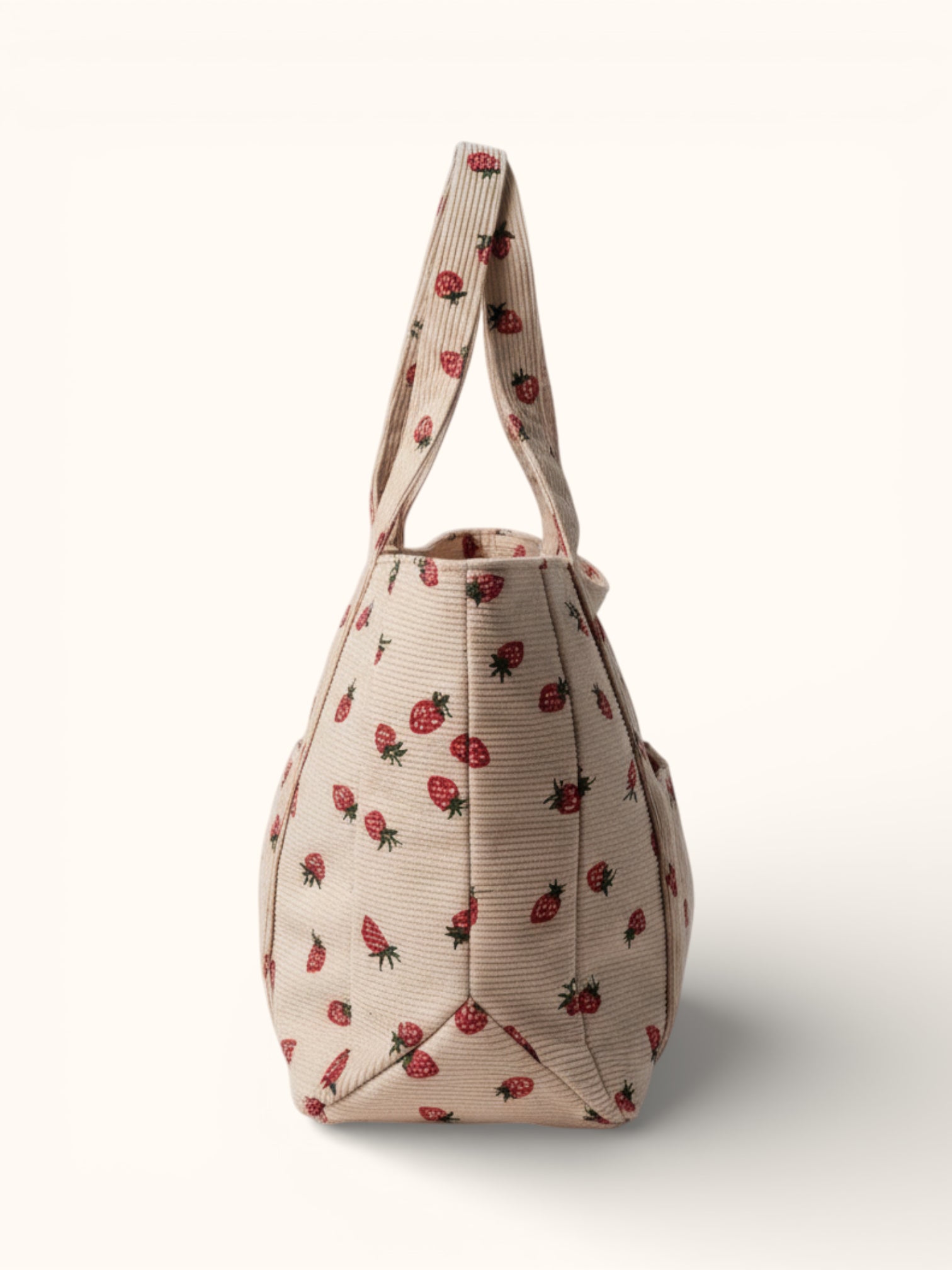Sac Cabas de Cours en Velours Fraise