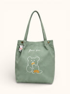 Tote Bag de Cours Ourson en Velours