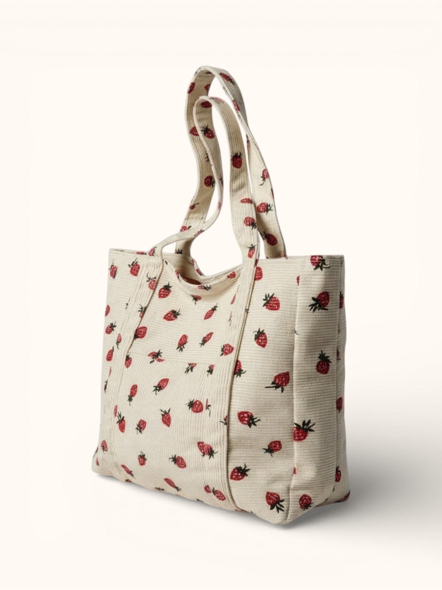 Sac Cabas de Cours en Velours Fraise
