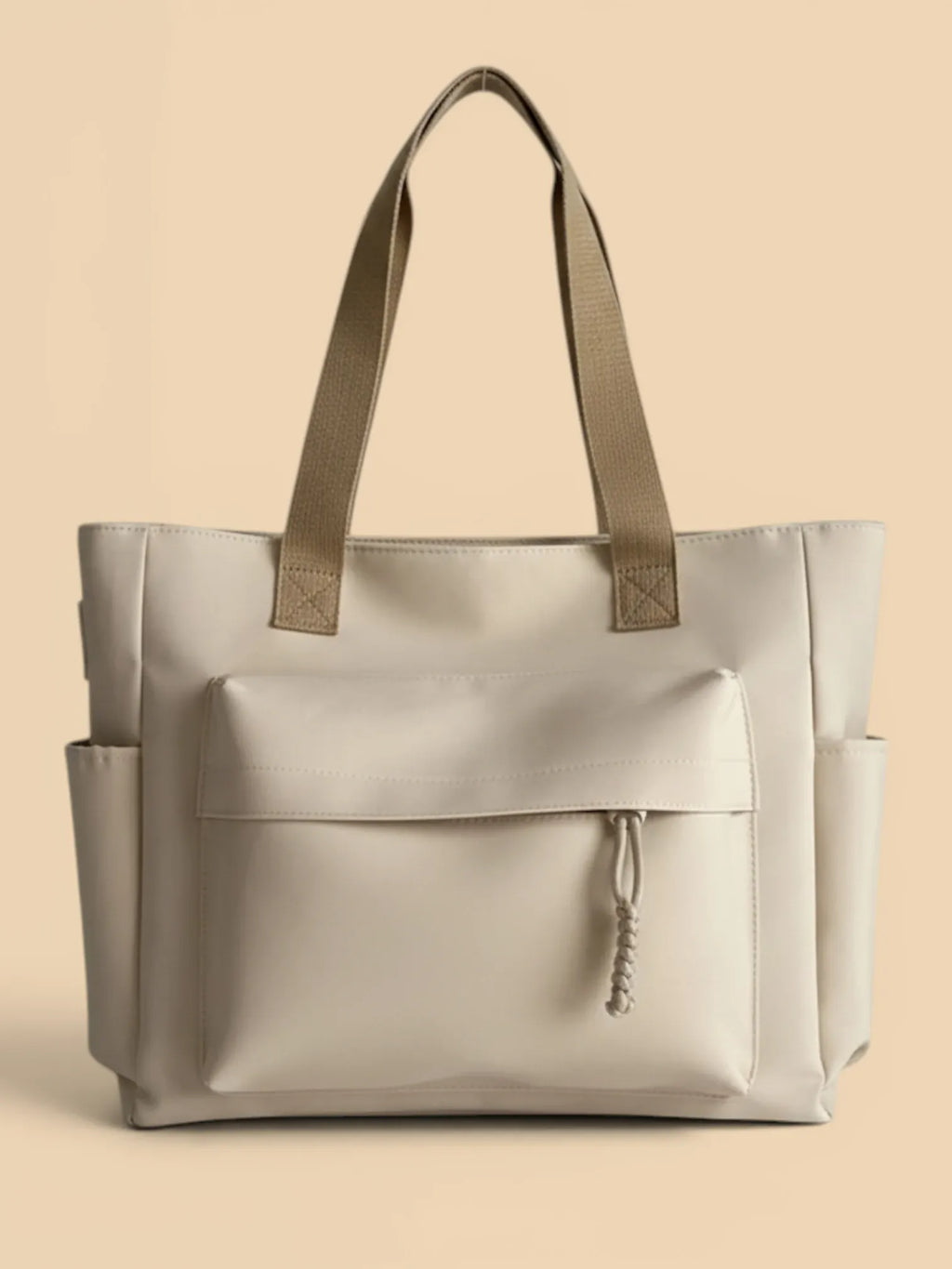 Sac Cabas de Cours en Toile Imperméable Beige