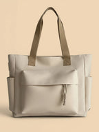 Sac Cabas de Cours en Toile Imperméable Beige