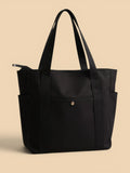 Tote Bag de Cours en Toile avec Rangement Noir
