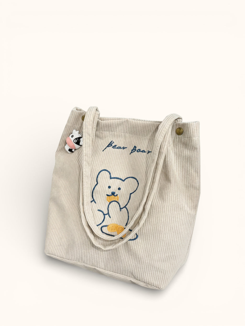 Tote Bag de Cours Ourson en Velours