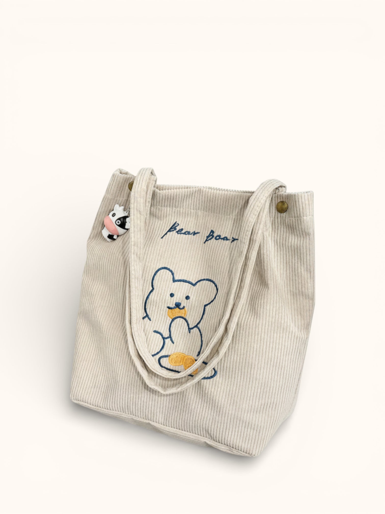Tote Bag de Cours Ourson en Velours