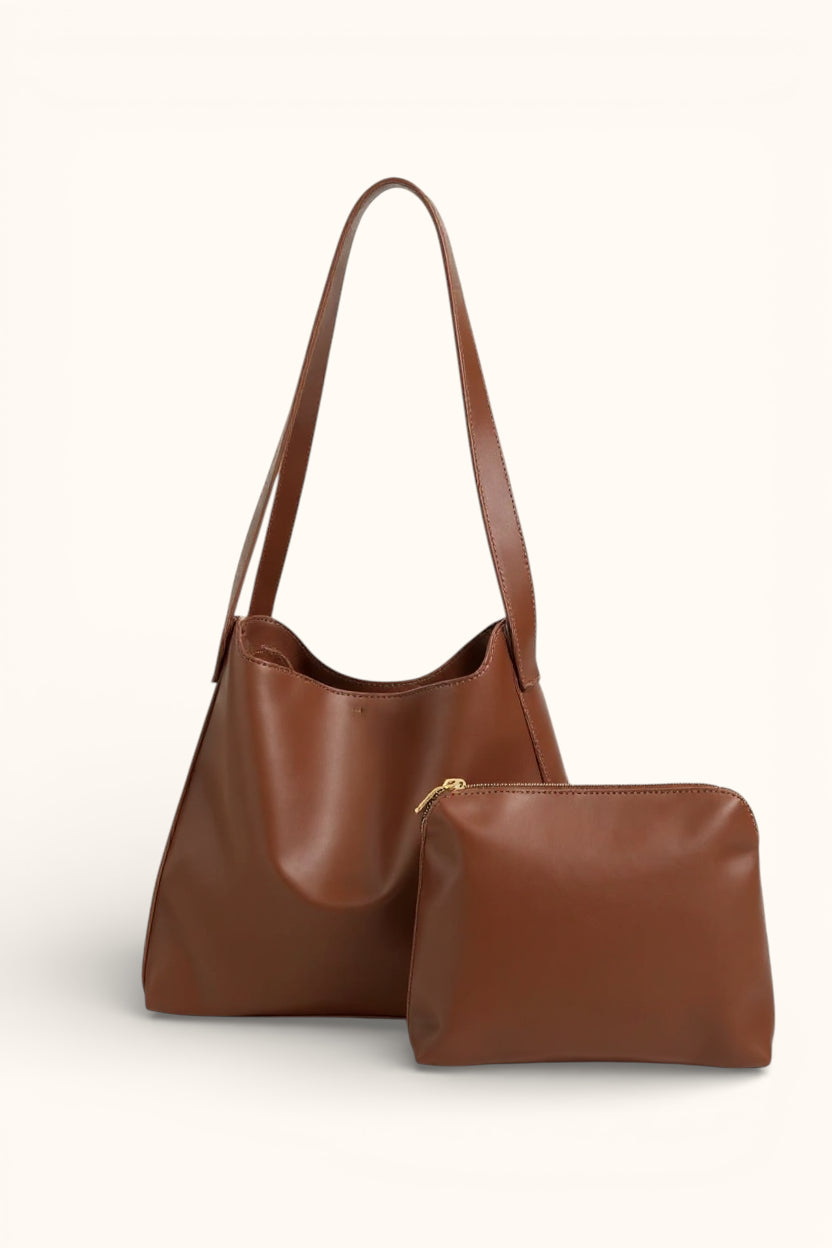 Sac de Cours Simili Cuir et sa pochette