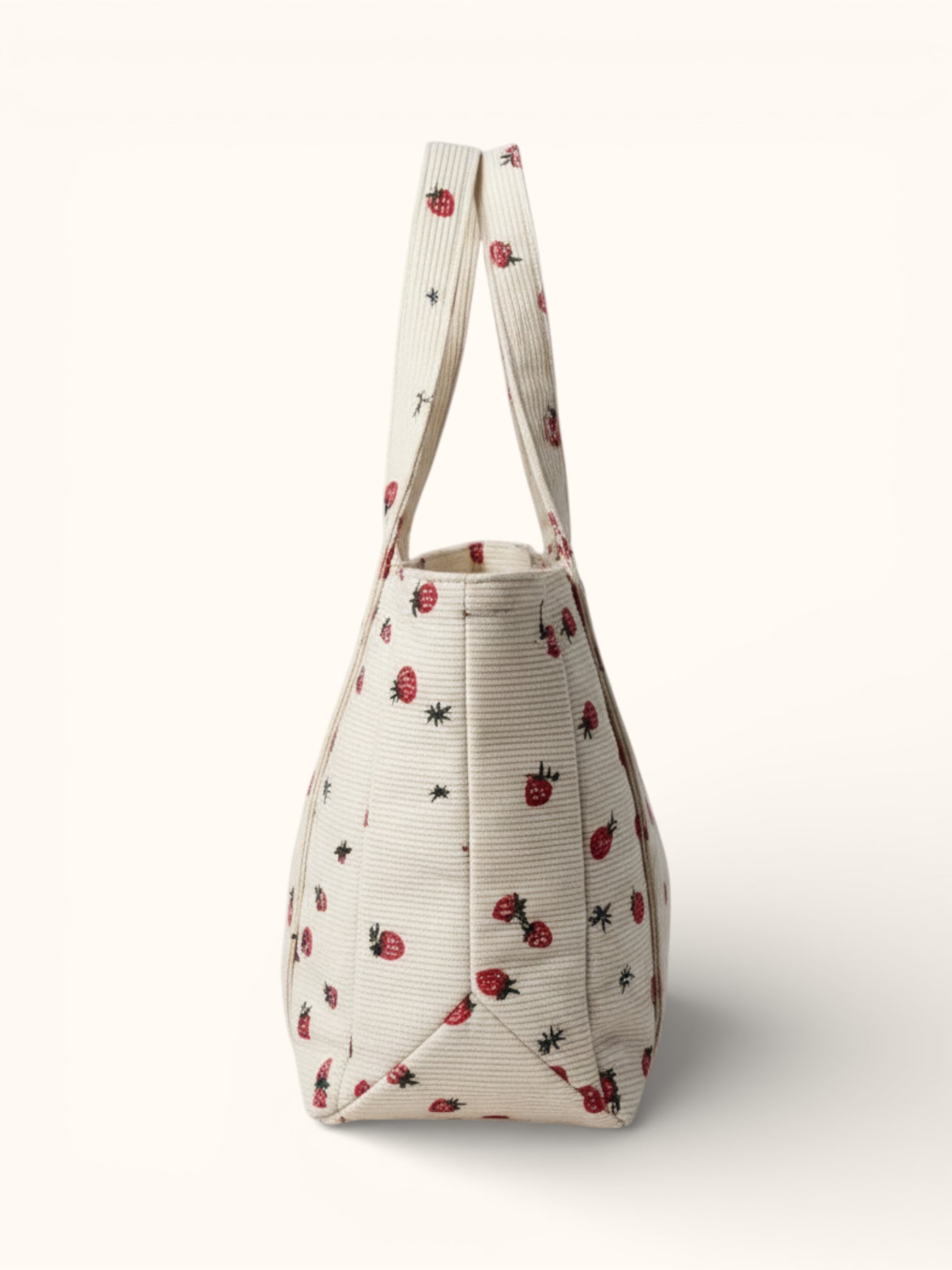 Sac Cabas de Cours en Velours Fraise