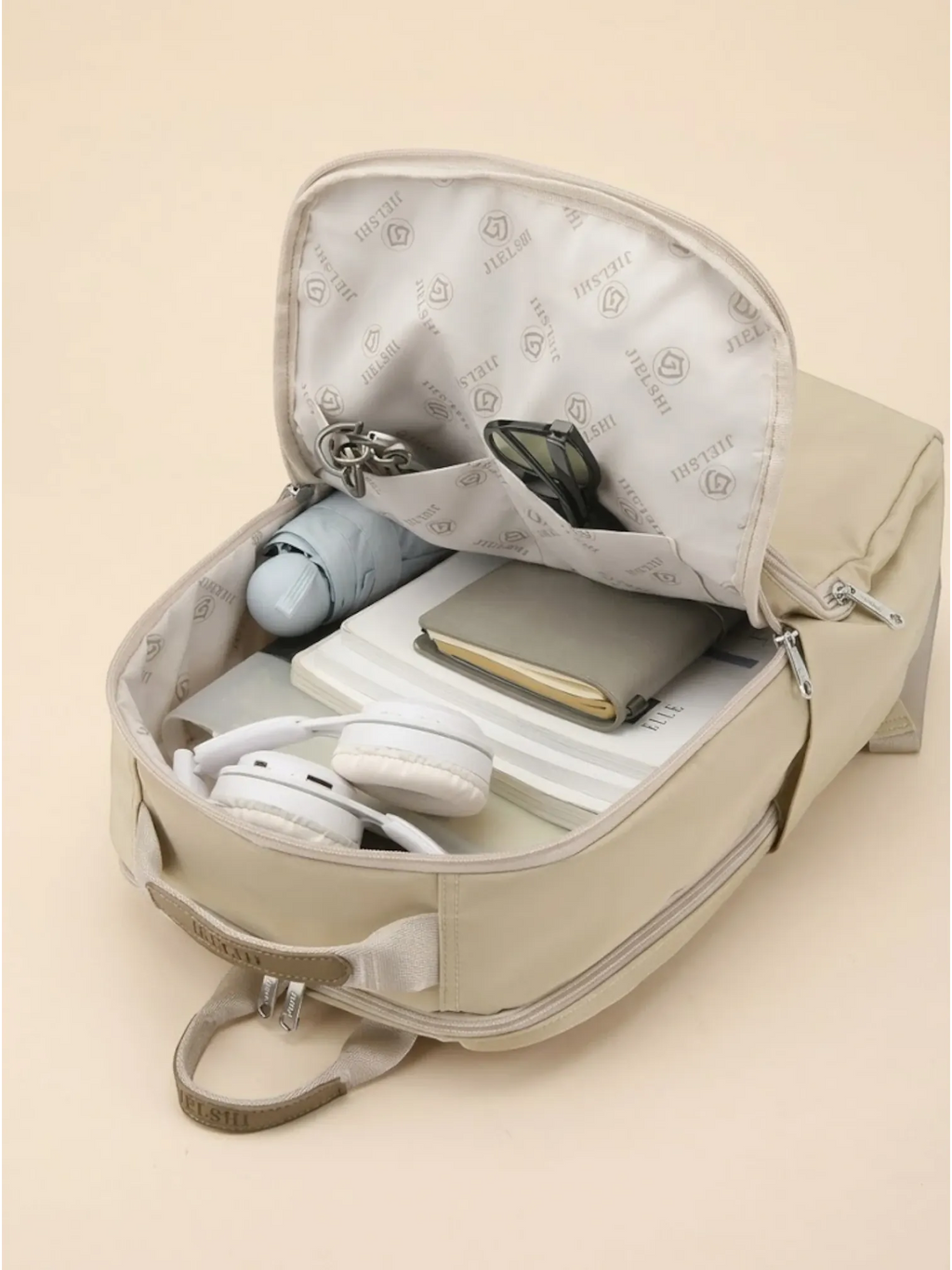 Sac à dos femme organisateur ordinateur portable voyage Beige