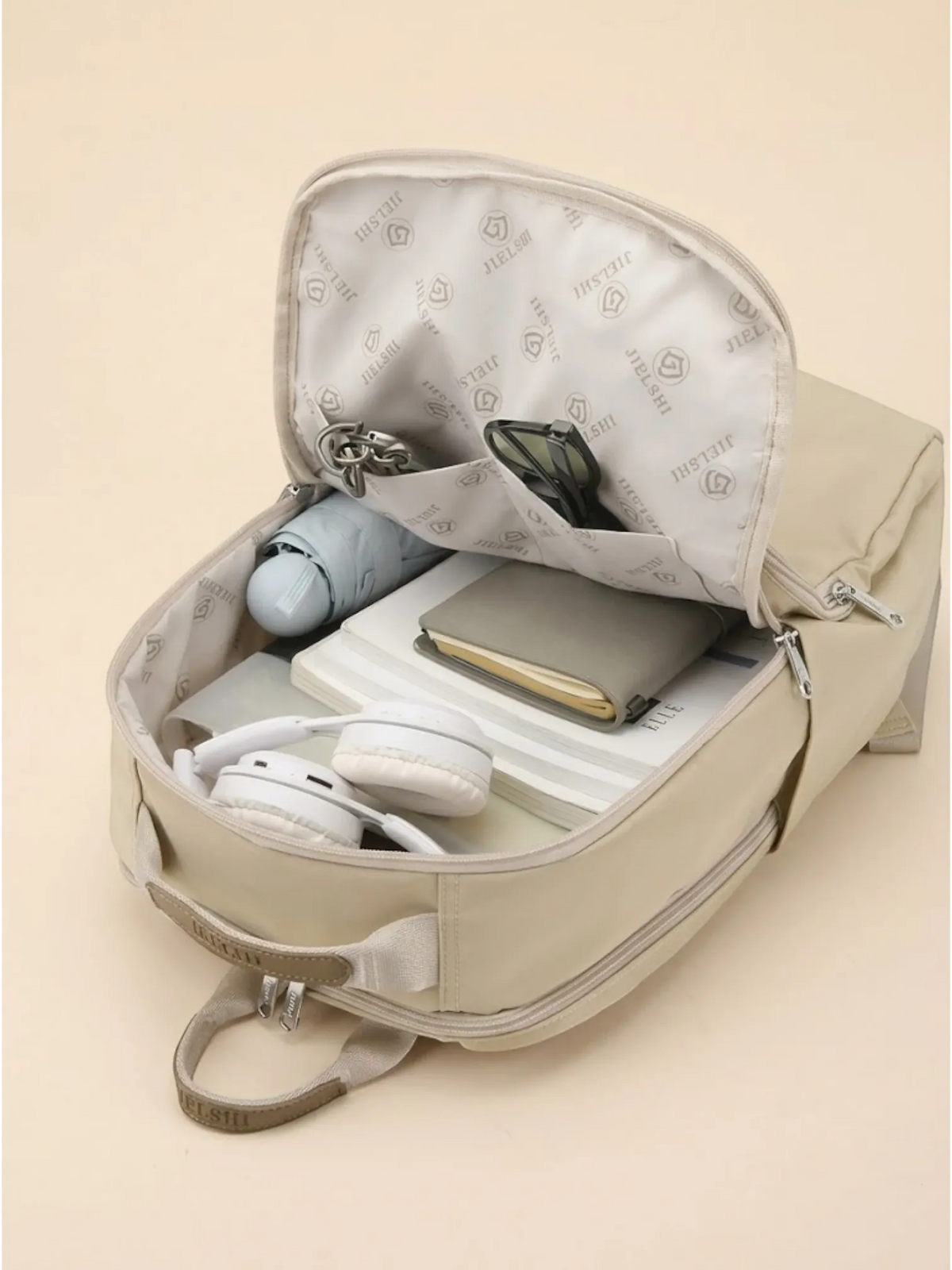 Sac à dos femme organisateur ordinateur portable voyage Beige