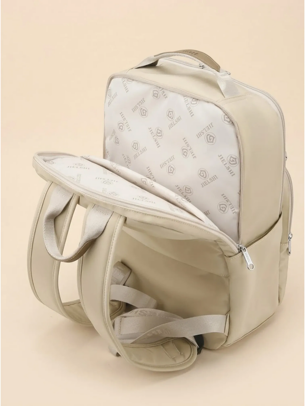Sac à dos femme organisateur ordinateur portable voyage Beige