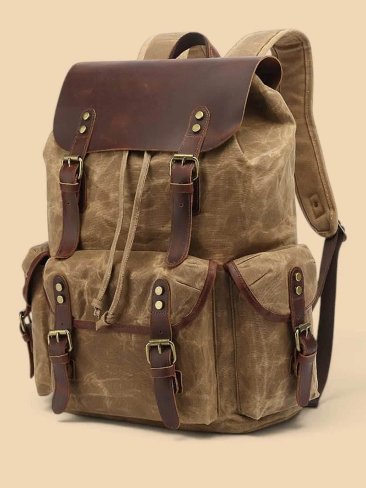 Sac à Dos Femme Urbain Simili Cuir Ordinateur Khaki / 16 pouces