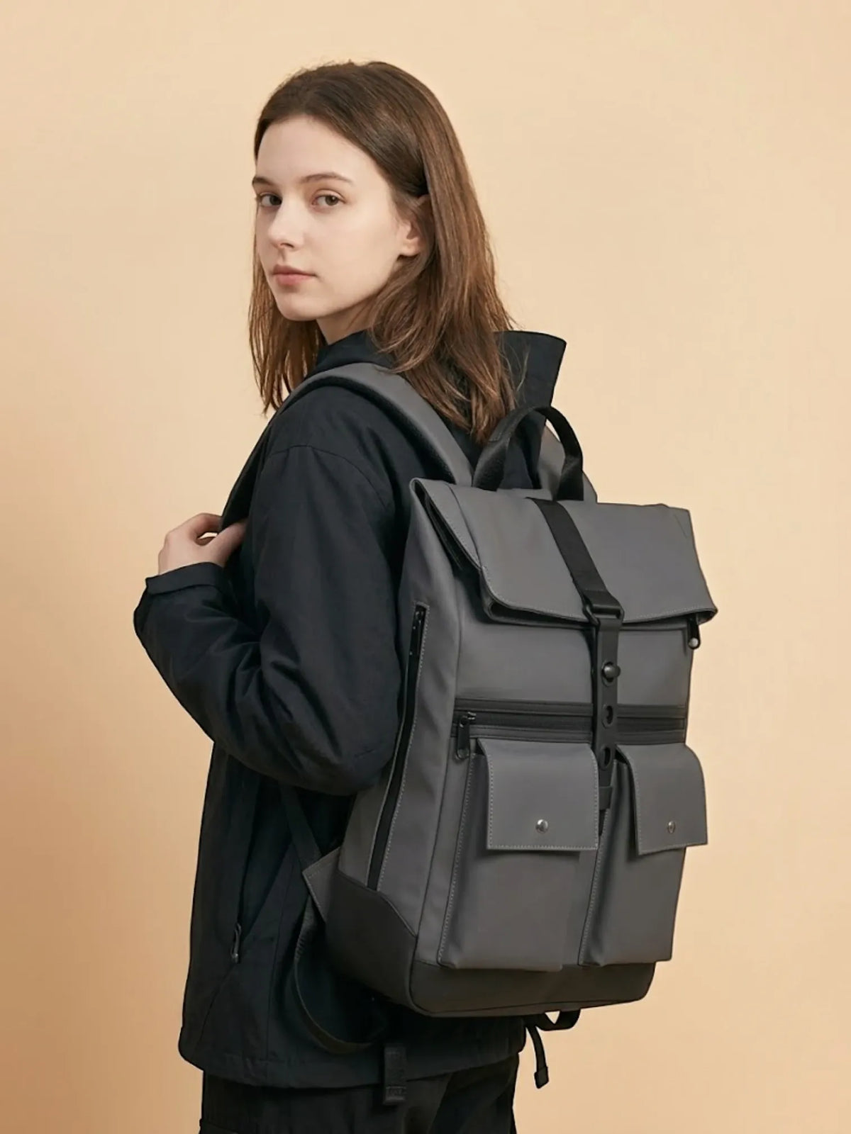 Sac a dos ordinateur femme étanche design Gris / 16 pouces