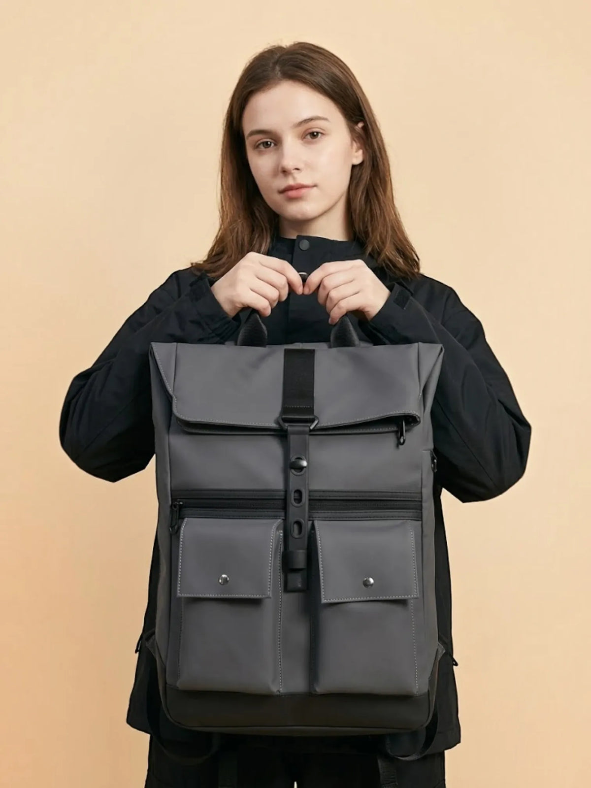 Sac a dos ordinateur femme étanche design Gris / 16 pouces