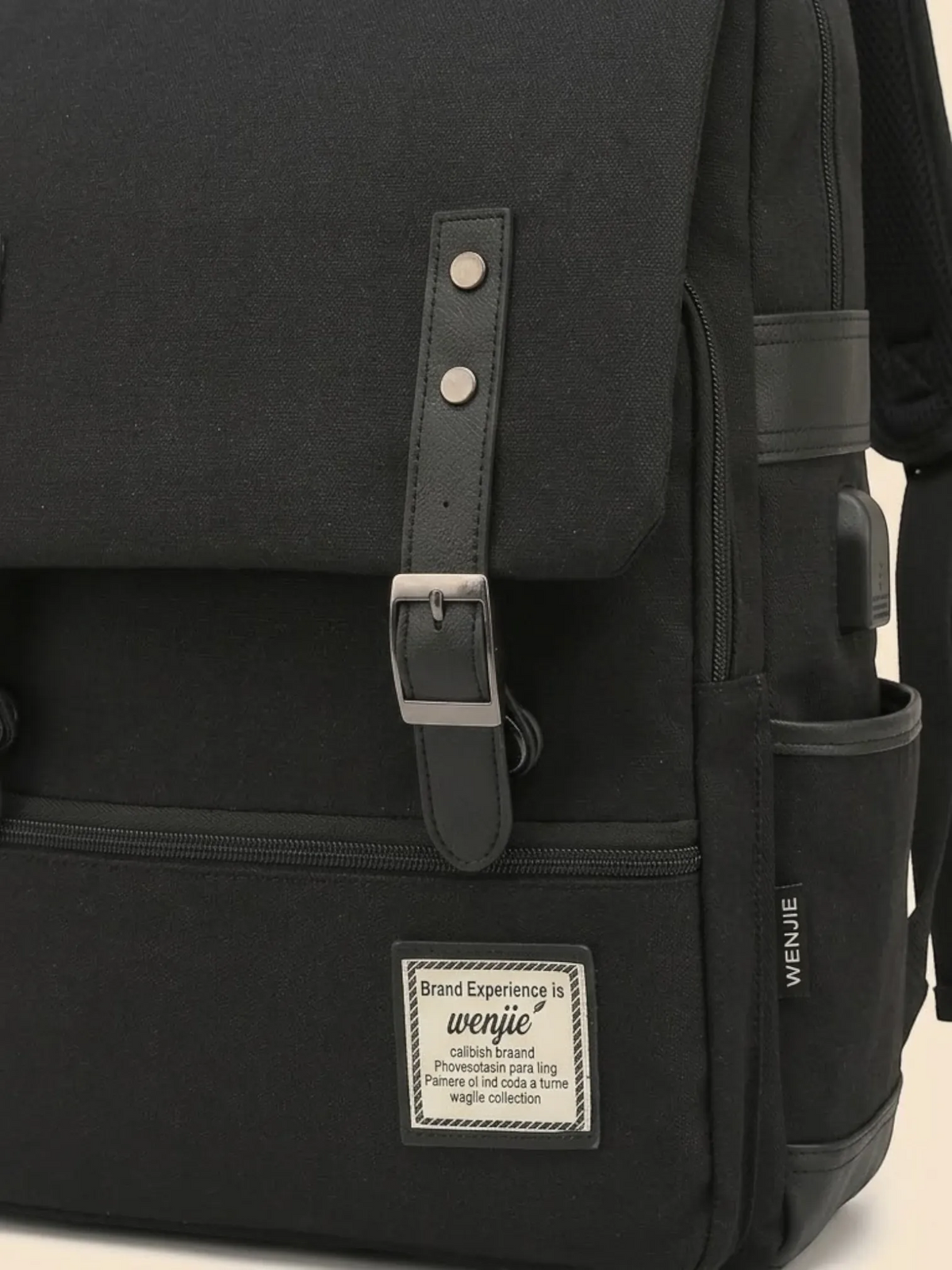Sac a dos ordinateur vintage classique Noir / 16 pouces