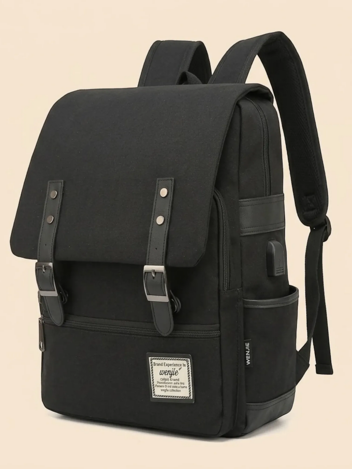 Sac a dos ordinateur vintage classique Noir / 16 pouces