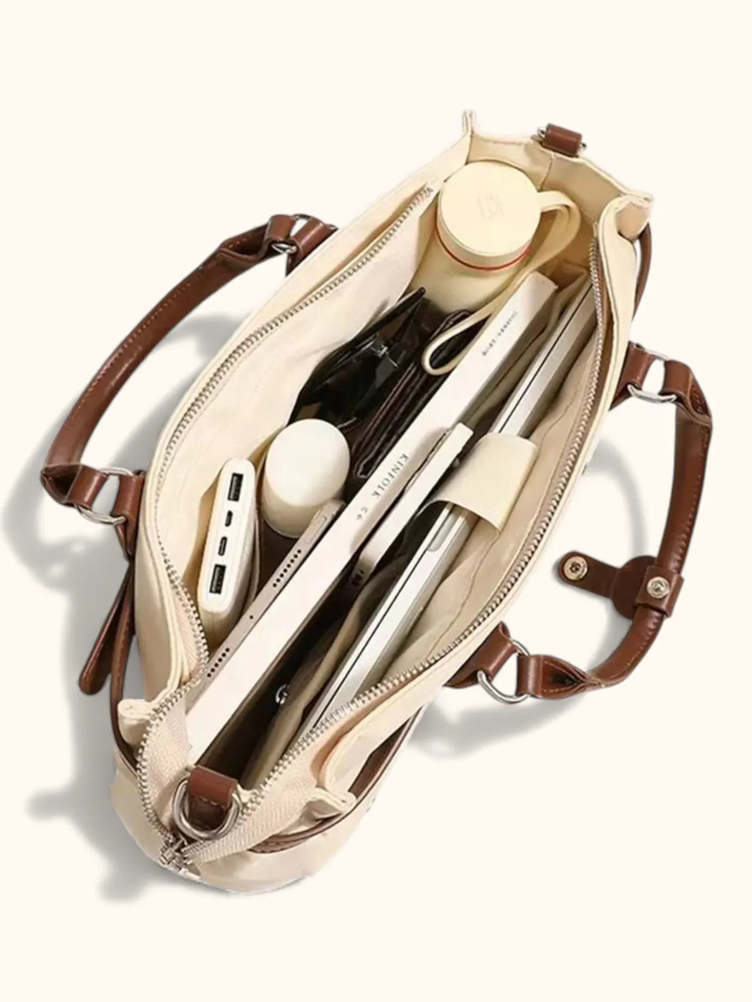 Sac a Main a Dos de Cours Beige