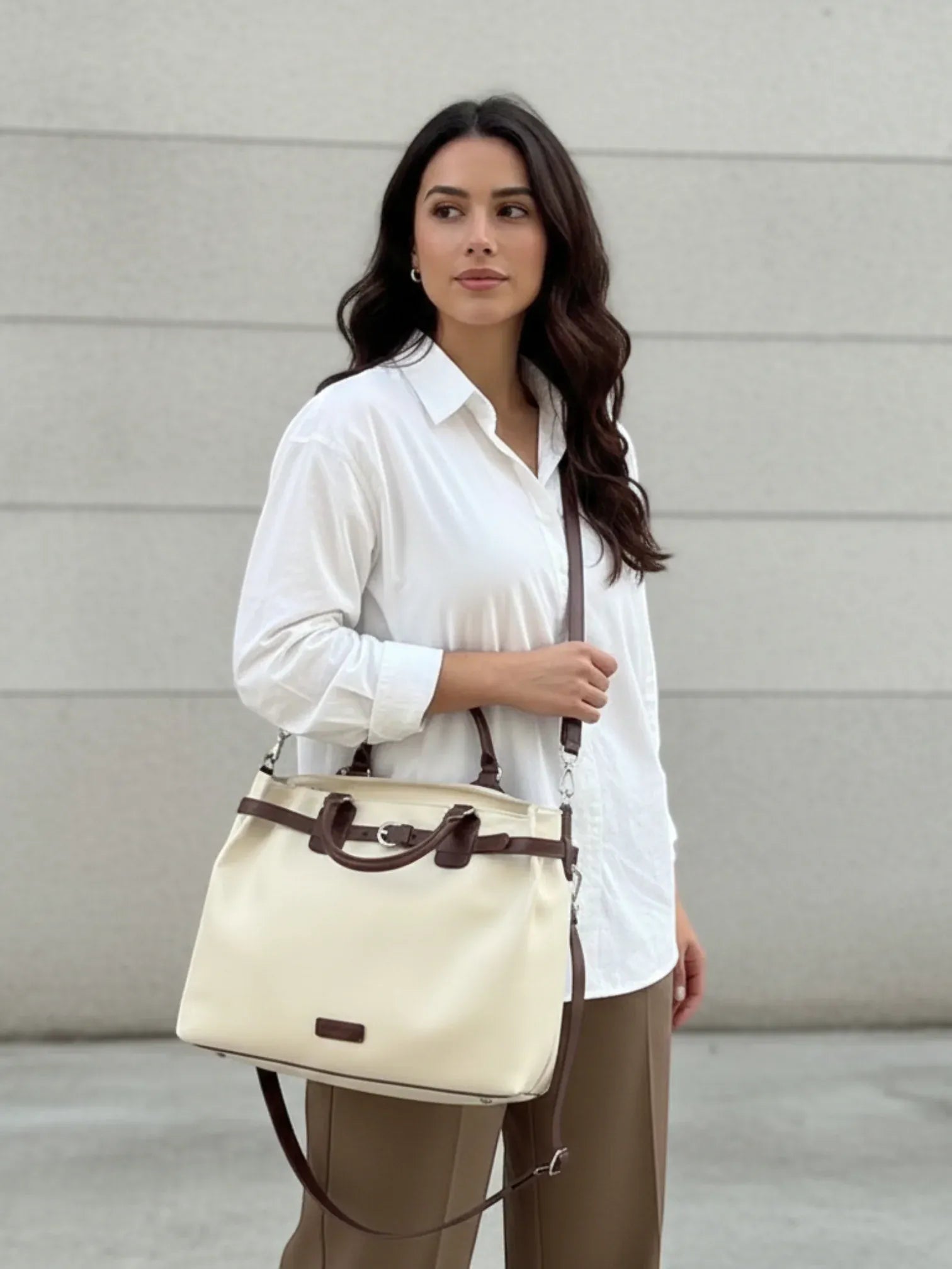 Sac a Main a Dos de Cours Beige