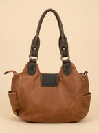 Sac a Main Cabas Camel Western Marron
