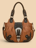 Sac a Main Cabas Camel Western Marron