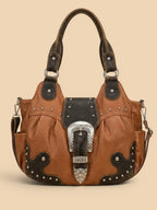 Sac a Main Cabas Camel Western Marron