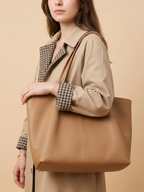 Sac a Main Cabas de Cours Camel en Cuir