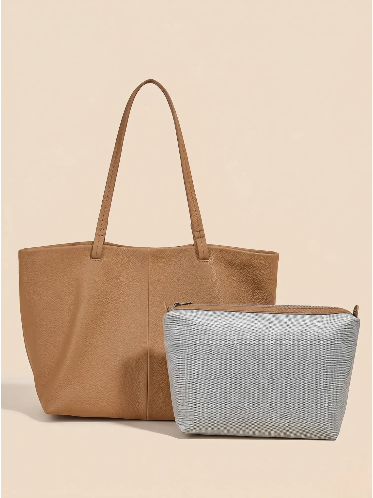 Sac a Main Cabas de Cours Camel en Cuir